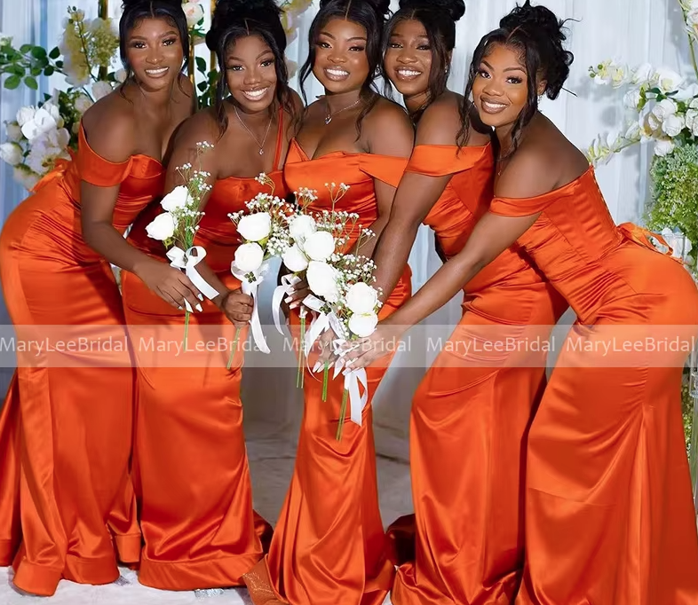 Sexy Mermaid Bright Orange Bridesmaid Dresses
